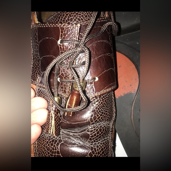 Fratelli leather loafers TAN BROWN SHOES mens 9M Leather SQUARE Toe Animal Print - Picture 11 of 13